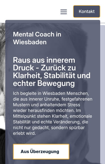 Homepage vom Webdesigner | Professionelle Unternehmenswebseite 5 Mental Coach (Onepager)