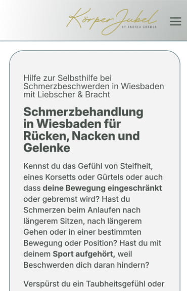 Homepage vom Webdesigner | Professionelle Unternehmenswebseite 4 Körper Jubel (Onepager)