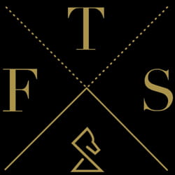 Logo der FTS Consulting AG mit goldenen Buchstaben F, T und S sowie geometrischen Linien auf schwarzem Hintergrund